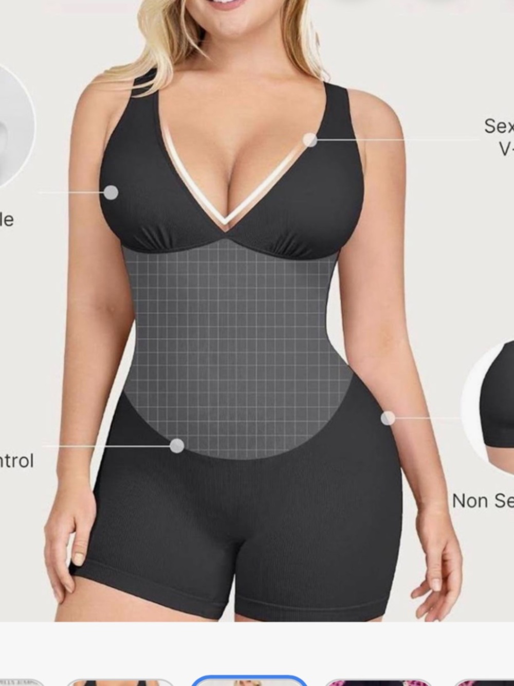 Shapellx Women's Black Sculpting Romper with Removable Pads